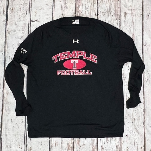Temple University Owls Football Under Armour Loose Heat Gear Shirt - Picture 1 of 4